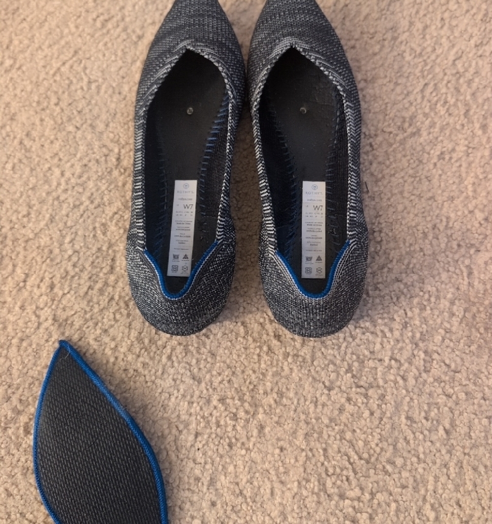 Rothy's Granite Heather Pointed-Toe Knit Flats Size 7 - Picture 7 of 11